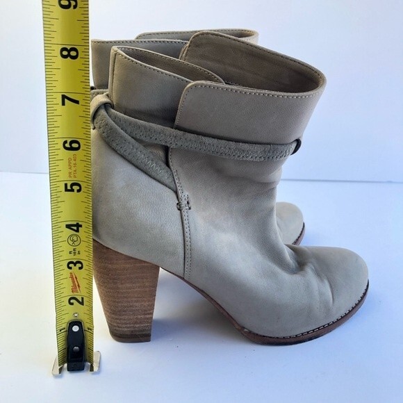 Joie Rigby Heeled Leather Ankle Boots Bootie Stacked Heel Tan 39 - Picture 12 of 12